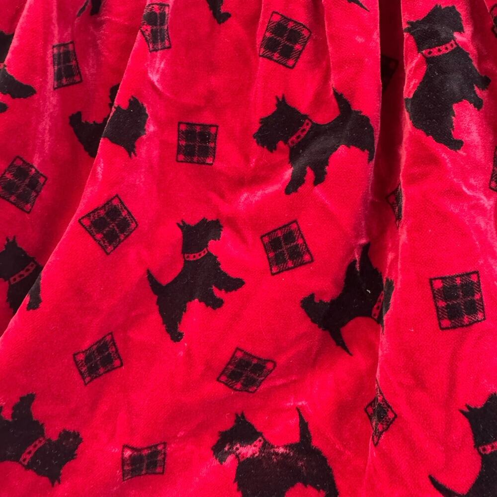 Vtg 1980s 1990s Good Lad of Philadelphia Red/Black Scottie Dog Velvet Dress Sz 6 - Picture 7 of 11